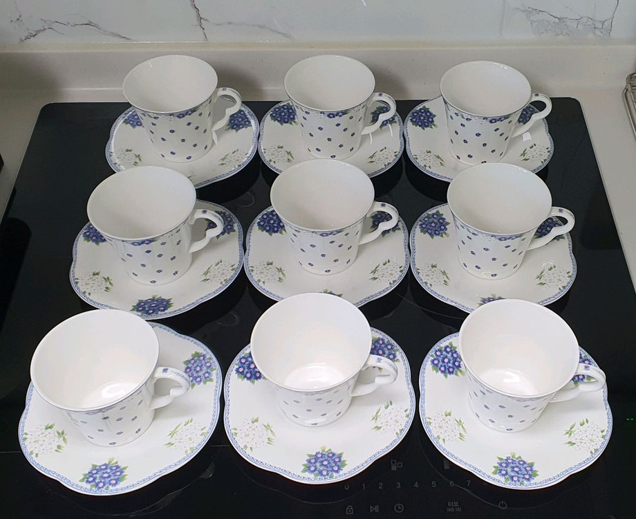 한국도자기 블루부케 찻잔 9조세트(새것 컨디션)--7