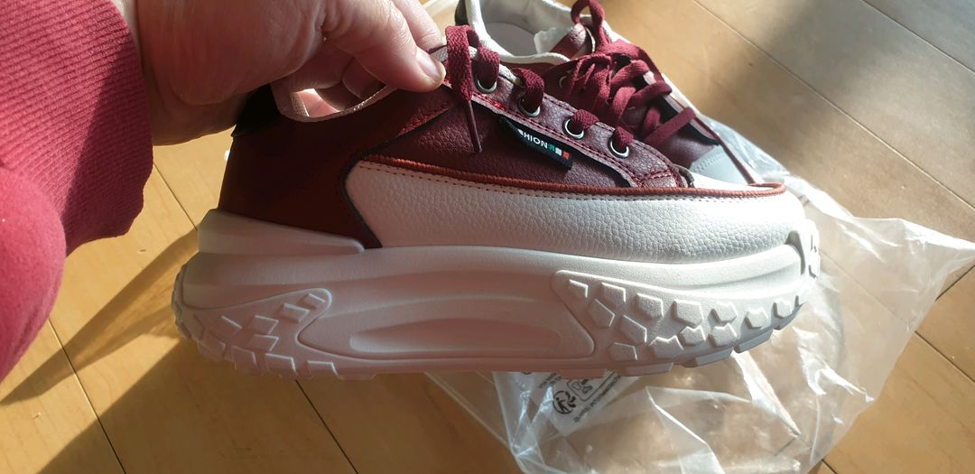 버건디 키높이 플랫폼 운동화 230mm 새상품 이미지