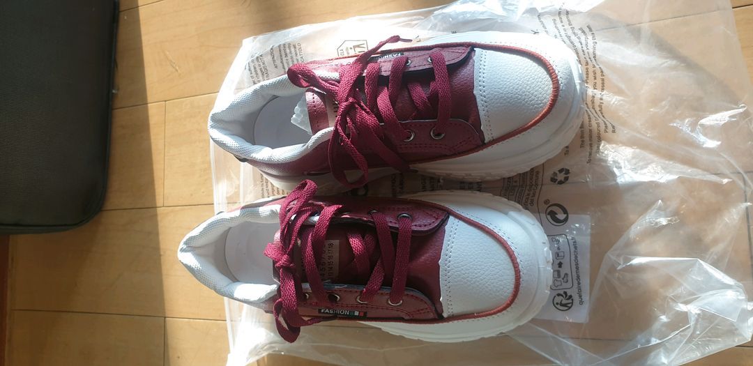 버건디 키높이 플랫폼 운동화 230mm 새상품 이미지