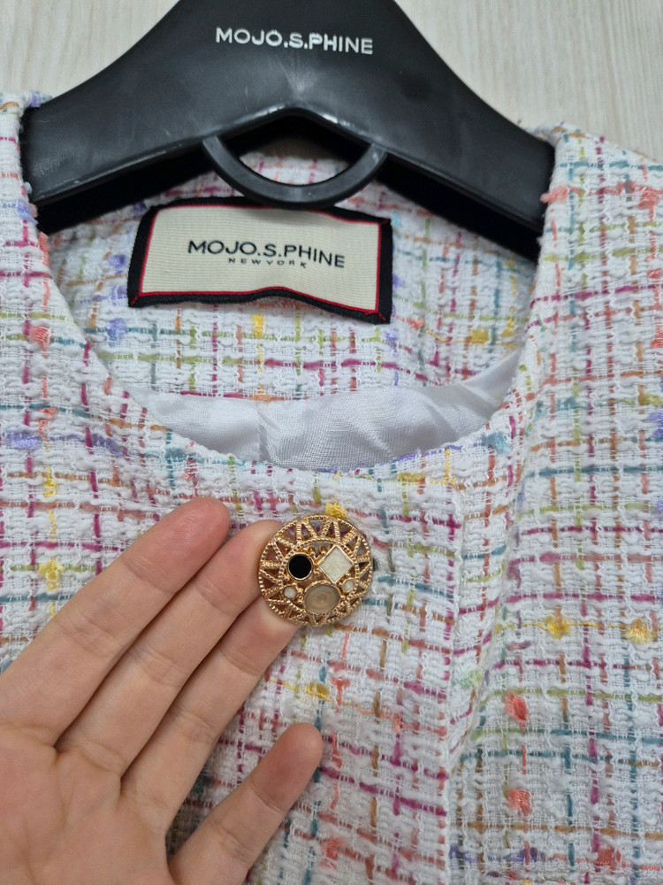 모조에스핀 파스텔체크 트위드자켓--1