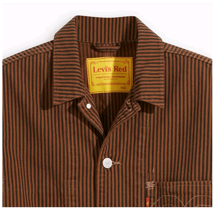 Levis Red 리바이스 레드 엔지니어 브라운 스트라이프 코트 재킷 M사이즈 국내 105사이즈 새제품 판매합니다! 이미지