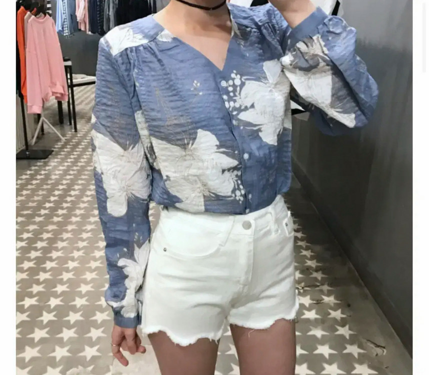 린넨 플라워 블라우스--1