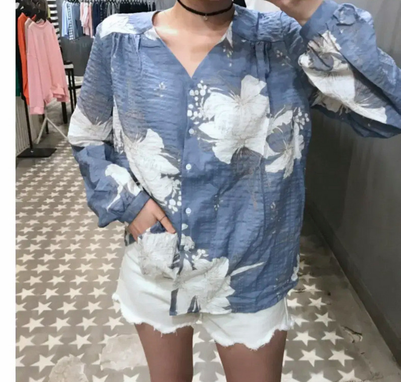 린넨 플라워 블라우스--2