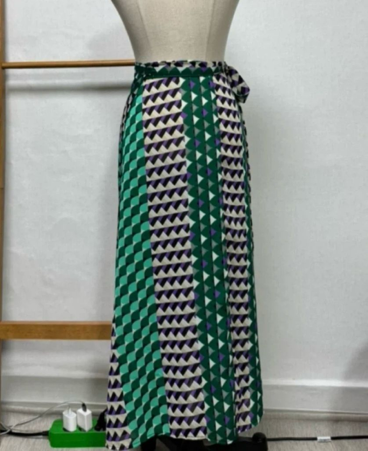 패턴 랩스커트 레이어드 롱스커트 이미지