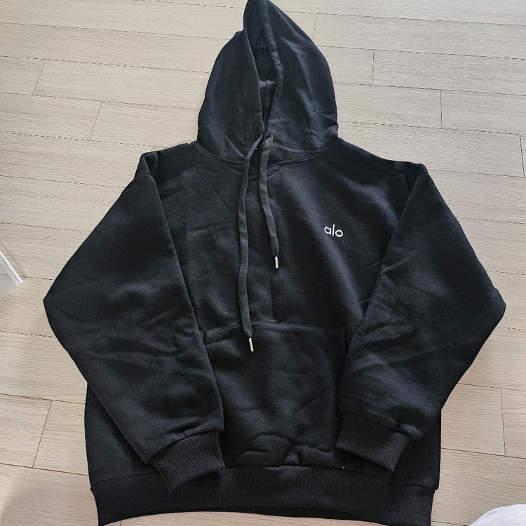 알로 alo 기모 후드 맨투맨 블랙--5