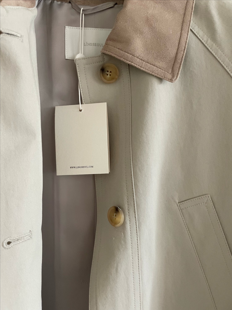 (새제품)링서울 스웨이드 카라 트렌치 하프코트--2