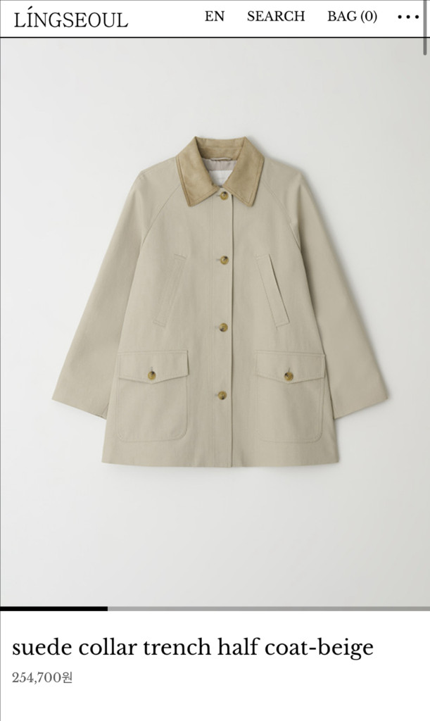 (새제품)링서울 스웨이드 카라 트렌치 하프코트--4