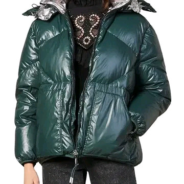 (새상품) 산드로 그린/실버 양면 다운 패딩 38사이즈--0