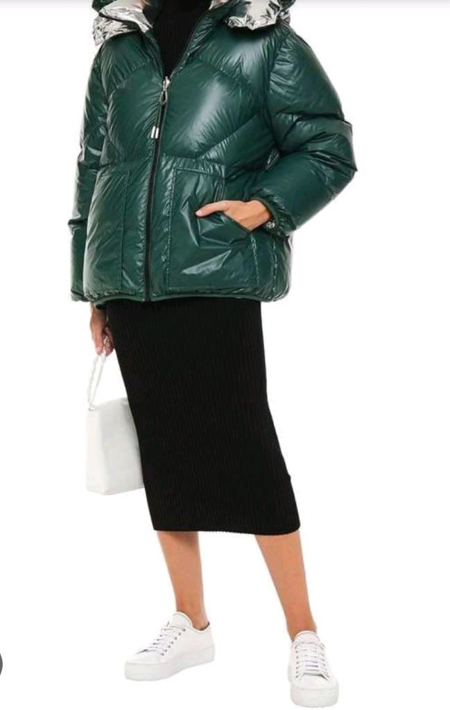 (새상품) 산드로 그린/실버 양면 다운 패딩 38사이즈--2