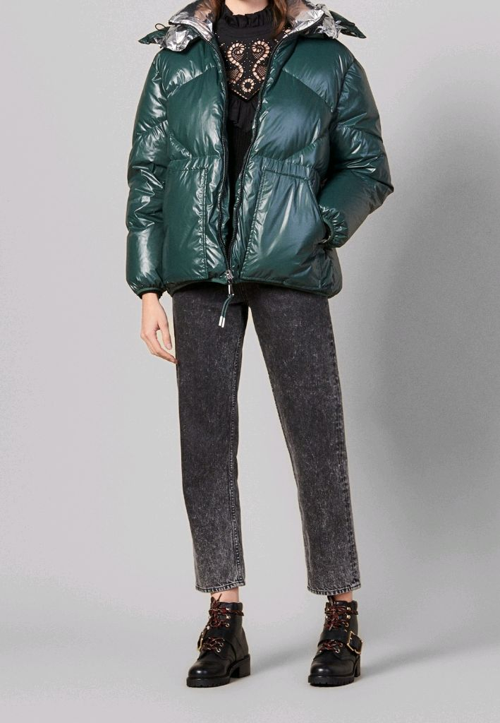 (새상품) 산드로 그린/실버 양면 다운 패딩 38사이즈--3