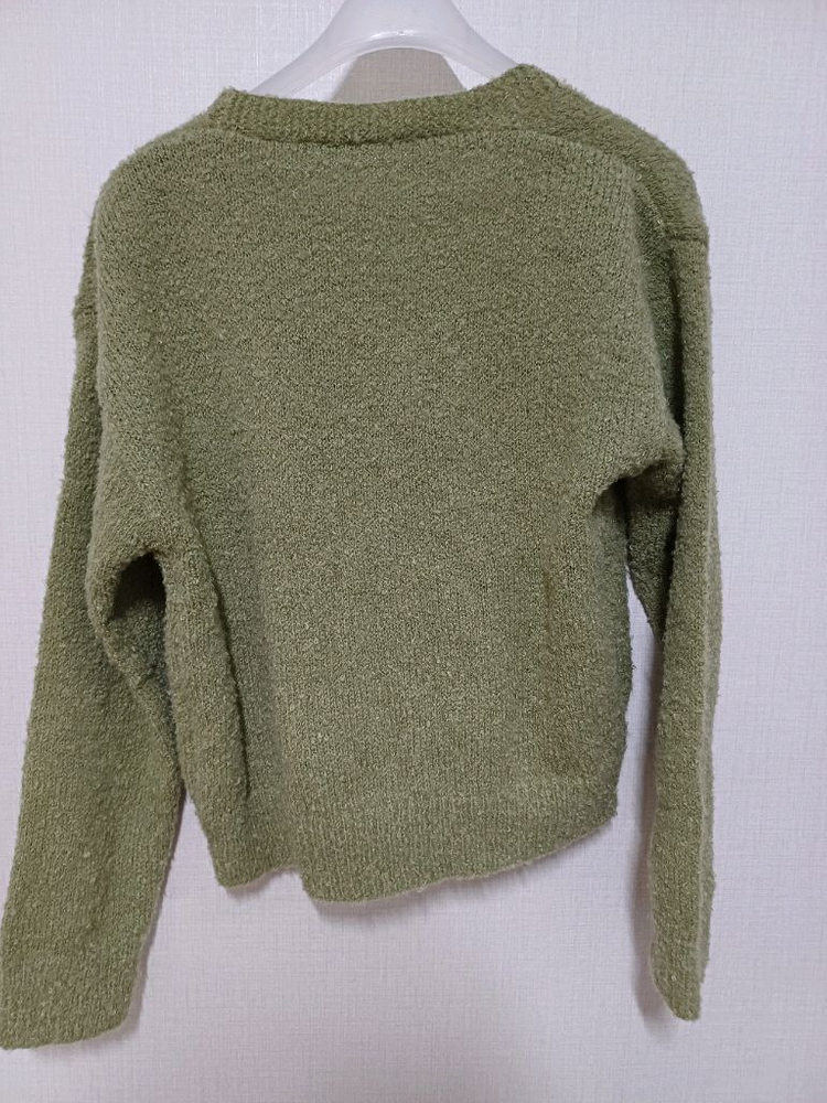 카키그린색 브이넥 가디건 넉넉한사이즈 이미지