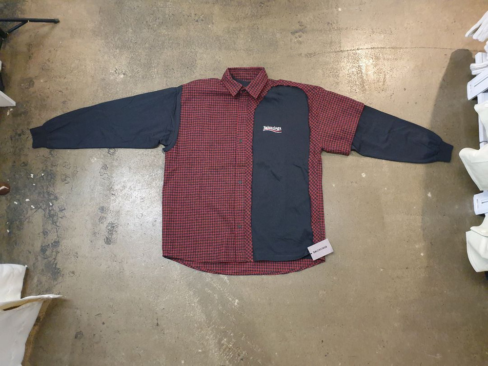 발렌시아가 체크 셔츠 레드/블랙 새상품 이미지