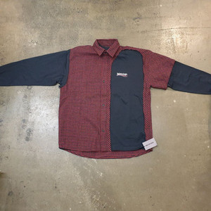 발렌시아가 체크 셔츠 레드/블랙 새상품