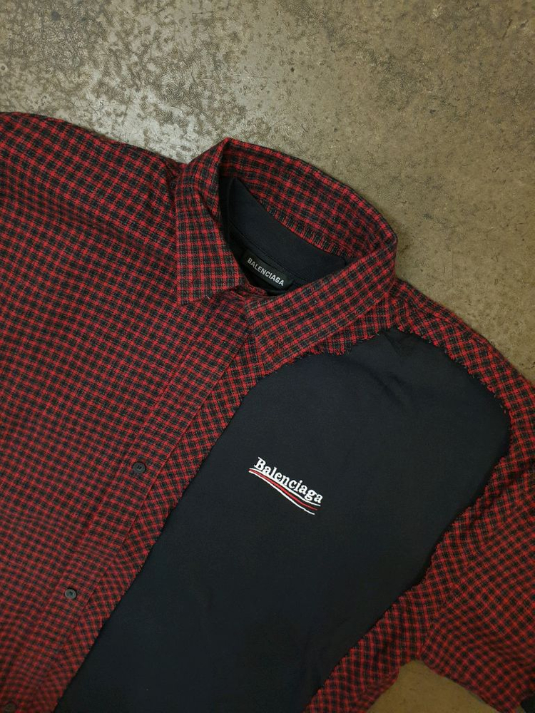 발렌시아가 체크 셔츠 레드/블랙 새상품 이미지