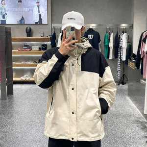 새상품 바람막이 후드 자켓 등산복 아이보리/블랙 (오버핏)105110115정도