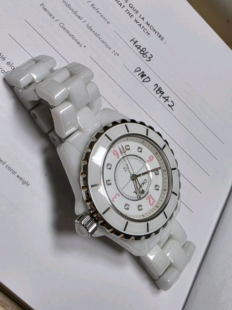 샤넬 j12 33mm [핑크 3,6,9,12] 인덱스 8 다이아몬드 리미티드 에디션--1