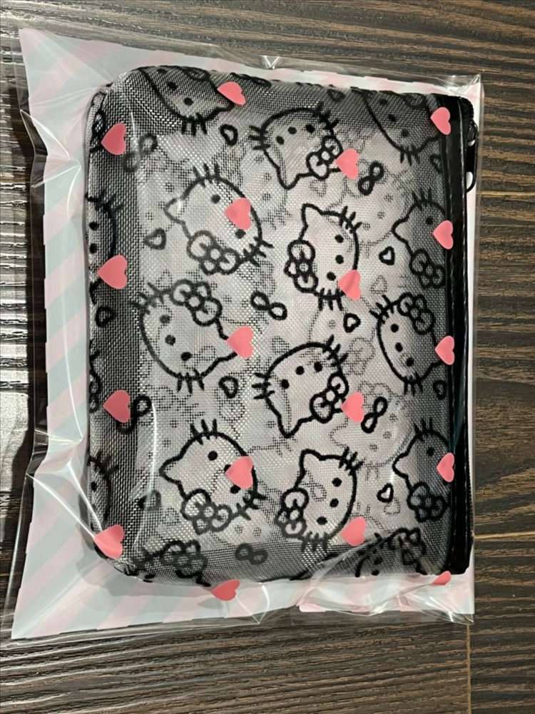 키티 메쉬 파우치 화이트/블랙 1개 이미지