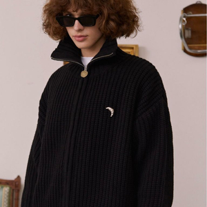 [M] STU 하이넥 집업 스웨터 블랙 이미지