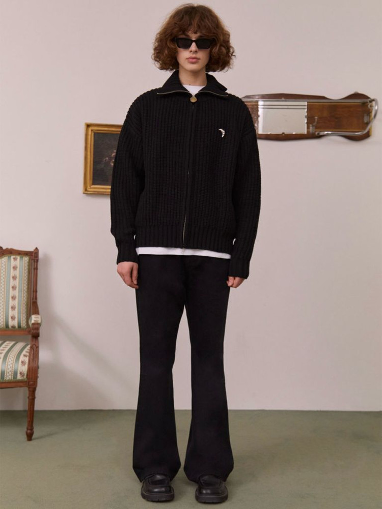 [M] STU 하이넥 집업 스웨터 블랙 이미지