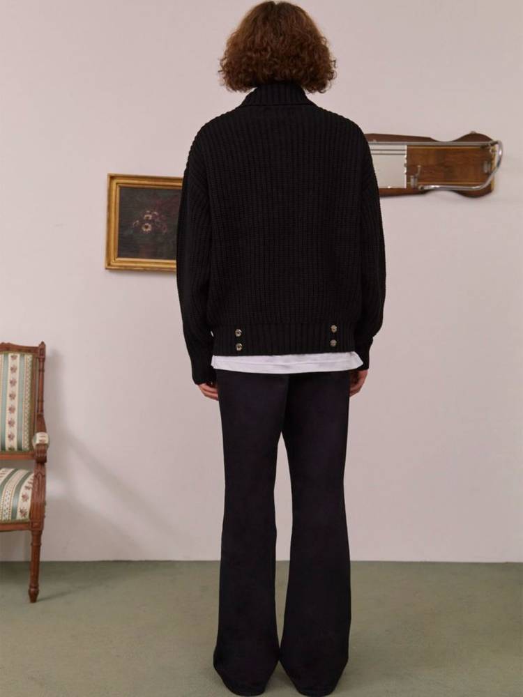 [M] STU 하이넥 집업 스웨터 블랙 이미지