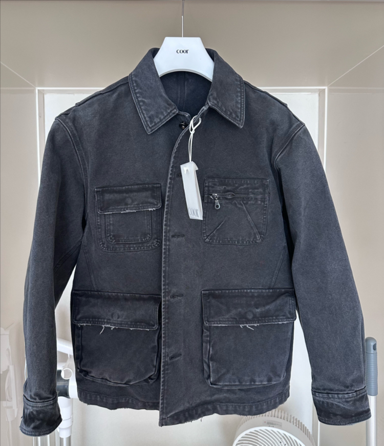 쿠어 오버 다이드 커버올 자켓 워시드차콜 M 사이즈--2