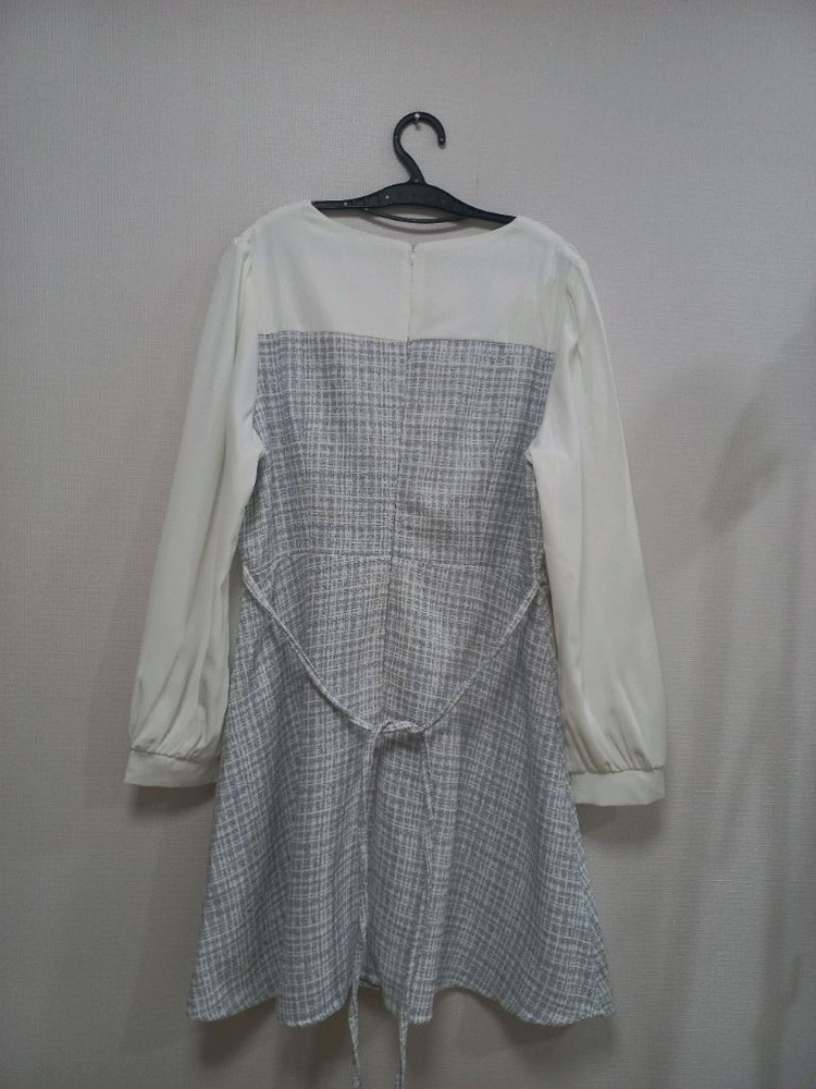 빅사이즈 트위드 원피스 블루 이미지