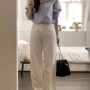 새상품)화이트 와이드 팬츠/ 흰청바지/흰바지/와이드 데님 이미지