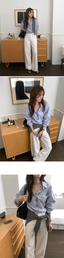 새상품)화이트 와이드 팬츠/ 흰청바지/흰바지/와이드 데님 이미지