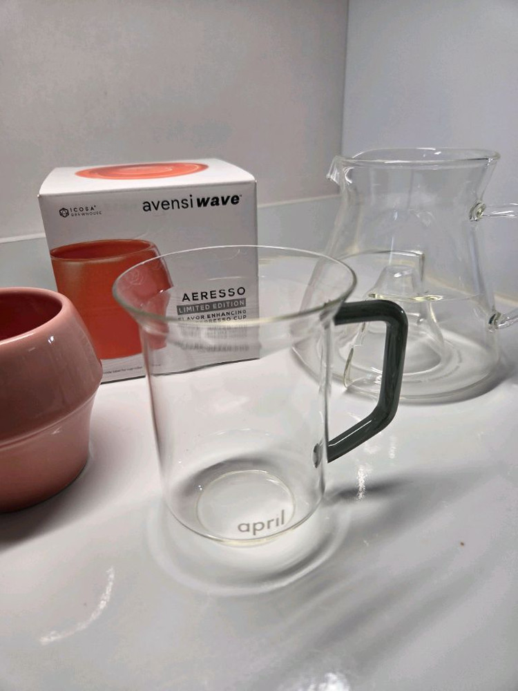 에이프릴 글라스 서버, 유리잔, 아벤시 사이클론 카라페, 아벤시 세라믹 센서리컵 로즈골드 이미지