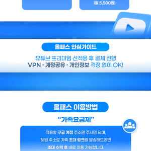 유튜브 프리미엄+뮤직 최저가 보장(가족,개인) 이미지