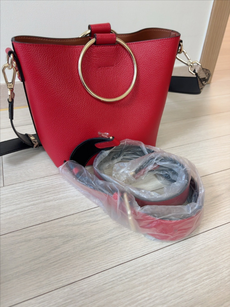 레드 버킷백 스몰 여성 핸드백--1