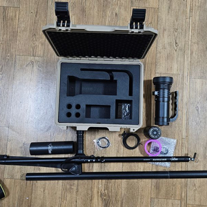 해루질용품 일괄 렌턴, 조과통, 뜰채, 가슴장화 이미지