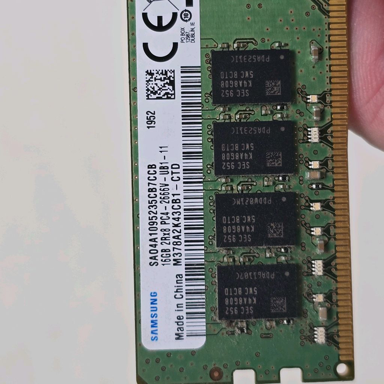 삼성 16gb 메모리카드 SAMSUNG 16GB 2Rx8 PC4-2666V- UB1-11 데스크탑 램16기가 2개 이미지