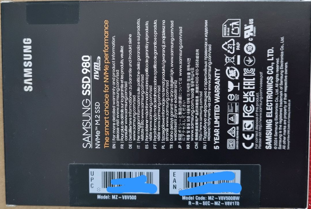 무료배송 미개봉 삼성 SSD 980 500GB NVMe 신상품 이미지