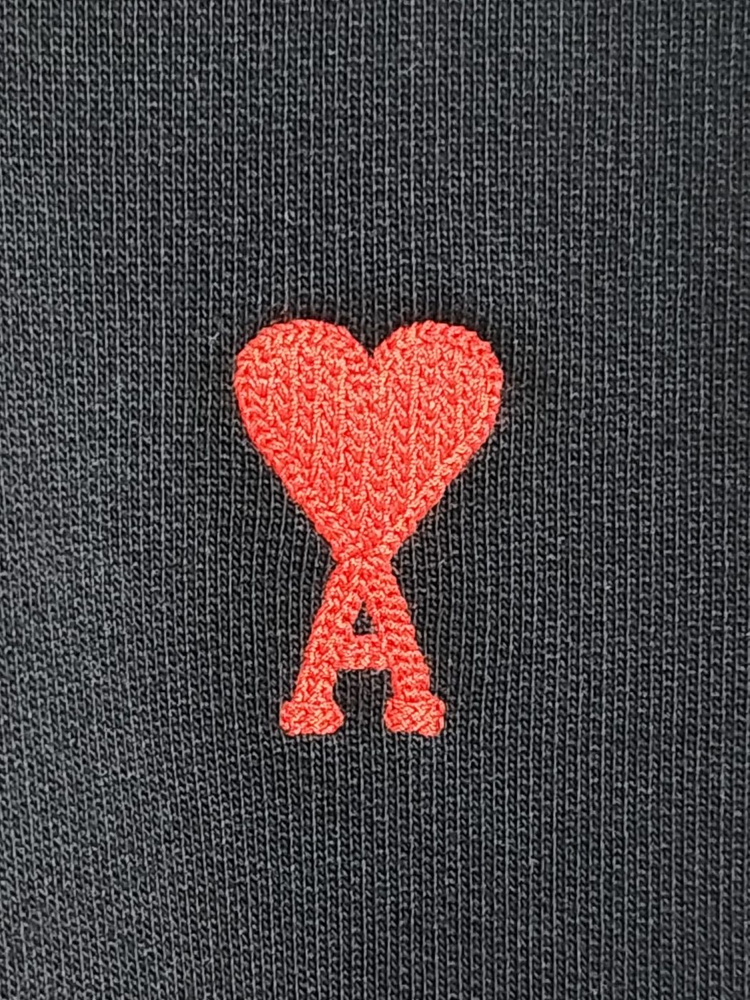 L 아미 블랙 스몰 하트자수 남성 후드티 BFHJ008 730 이미지