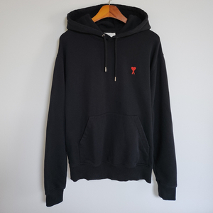 M 아미 블랙 스몰 하트 자수 남성 후드티 BFUSW200 730 이미지