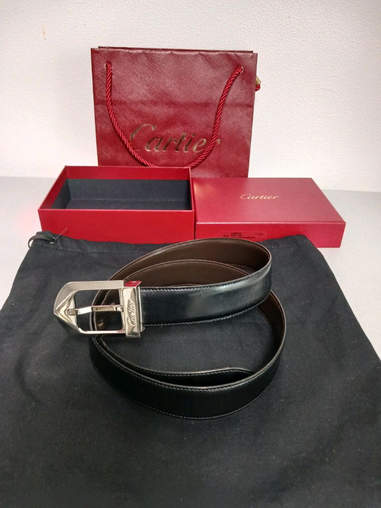 까르띠에 불랙/브라운 양면 가죽벨트 정품 이미지