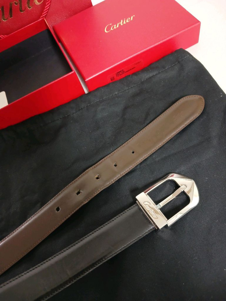 까르띠에 불랙/브라운 양면 가죽벨트 정품 이미지