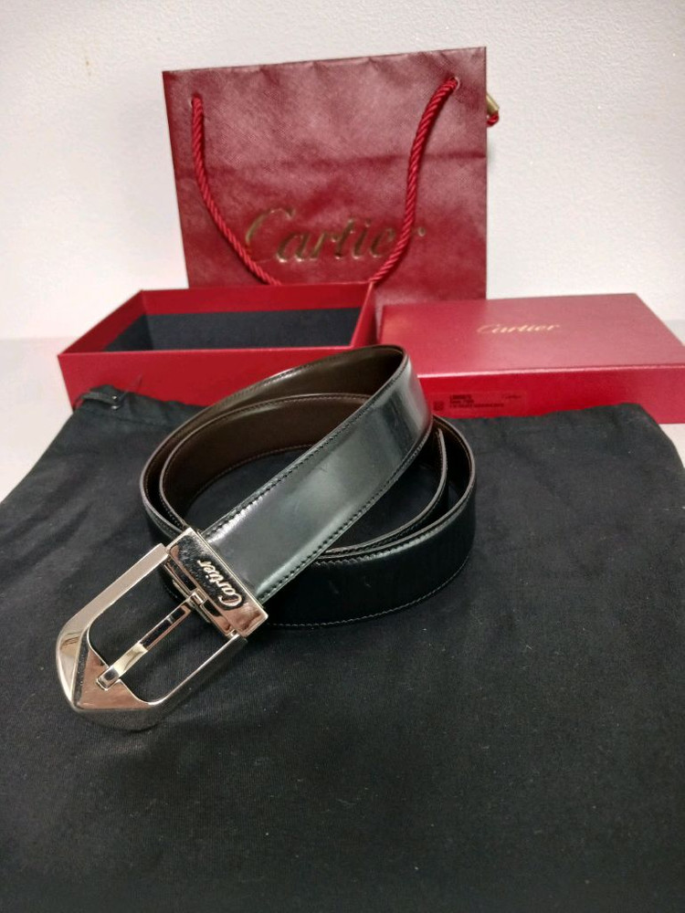 까르띠에 불랙/브라운 양면 가죽벨트 정품 이미지