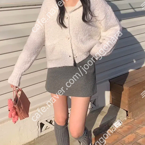 떡볶이 부클 후드 니트 가디건