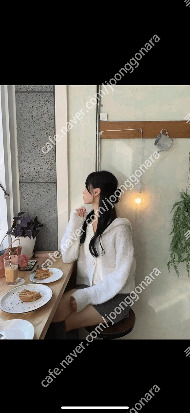 떡볶이 부클 후드 니트 가디건 이미지