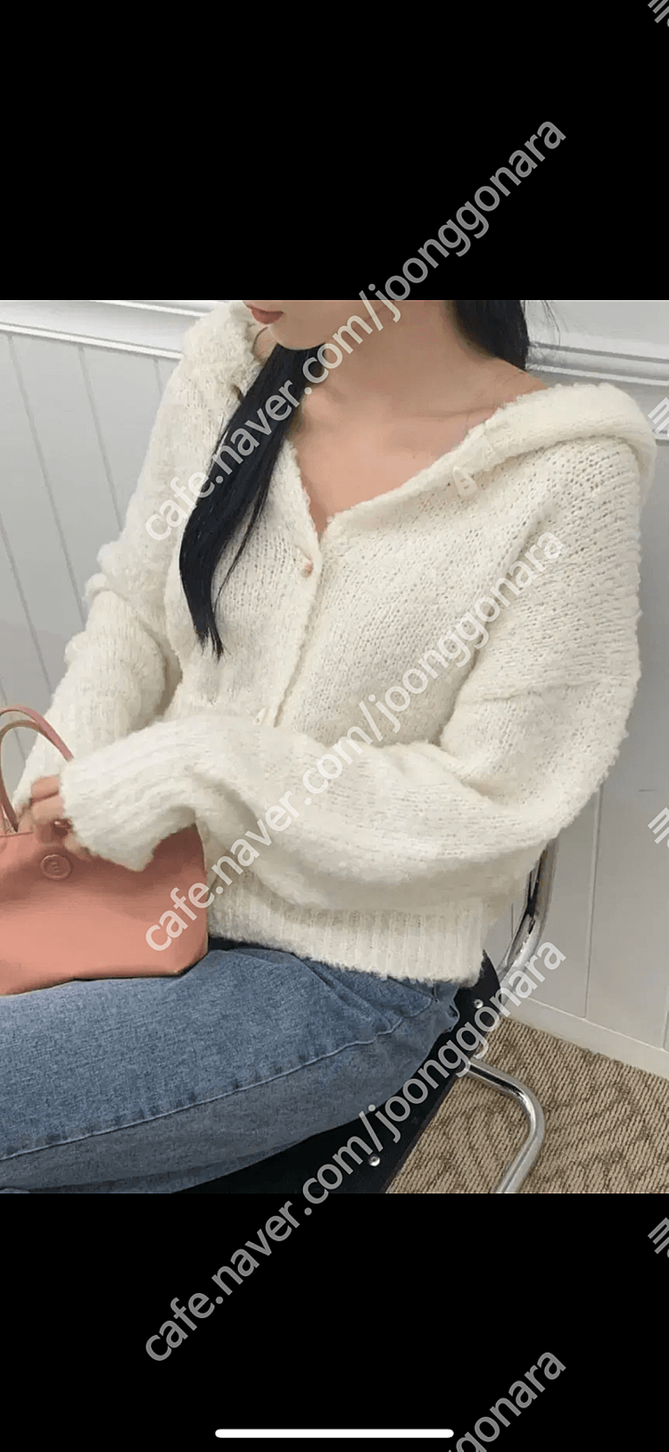 떡볶이 부클 후드 니트 가디건 이미지