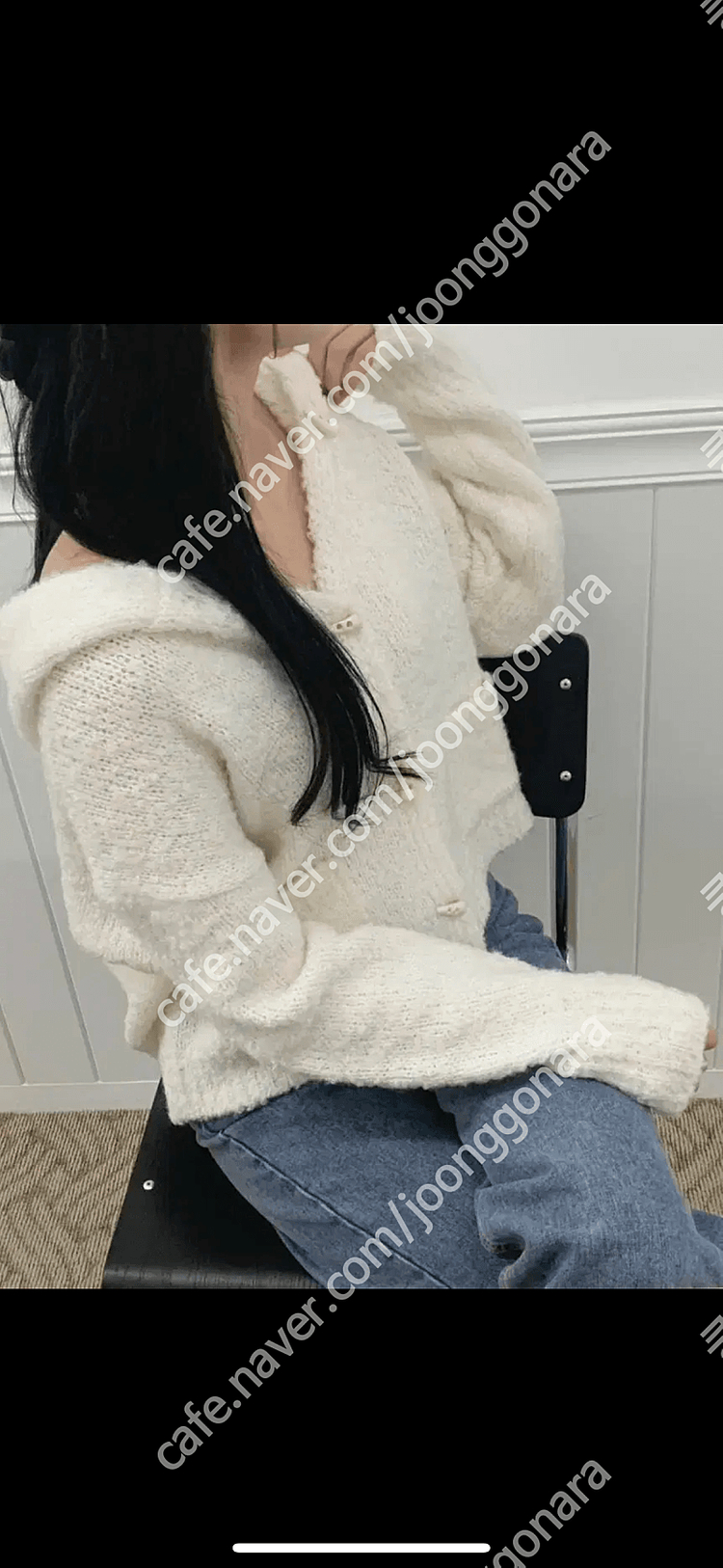 떡볶이 부클 후드 니트 가디건 이미지