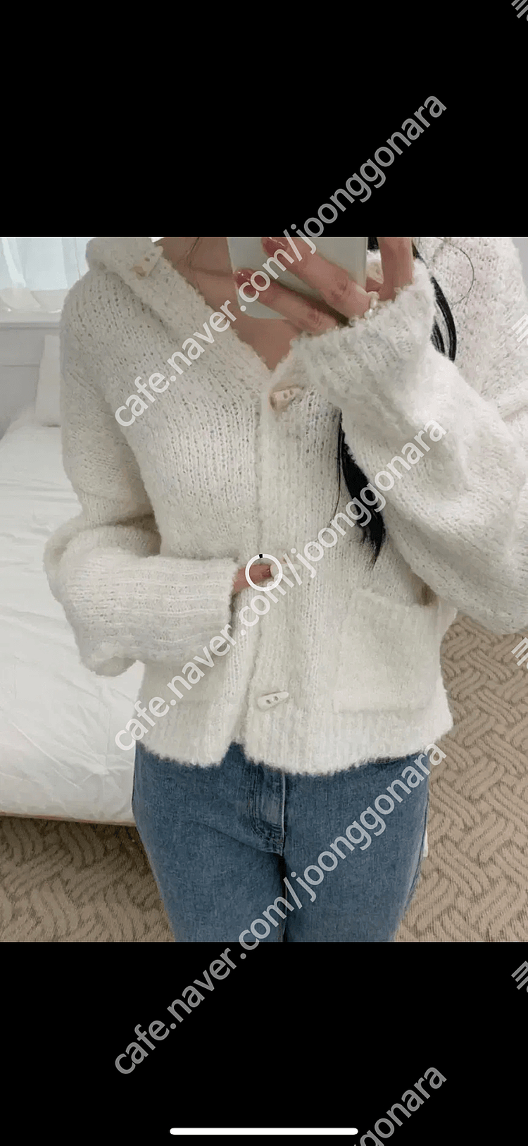 떡볶이 부클 후드 니트 가디건 이미지