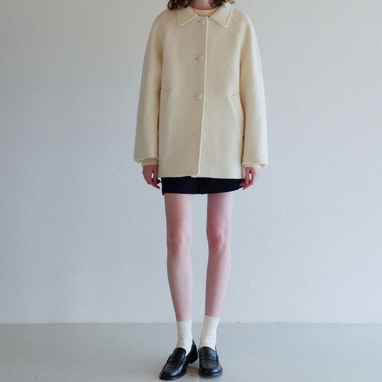 새상품) 하네 엔케이스 레글런 울 하프 코트 크림 이미지