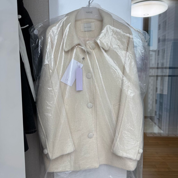 새상품) 하네 엔케이스 레글런 울 하프 코트 크림 이미지