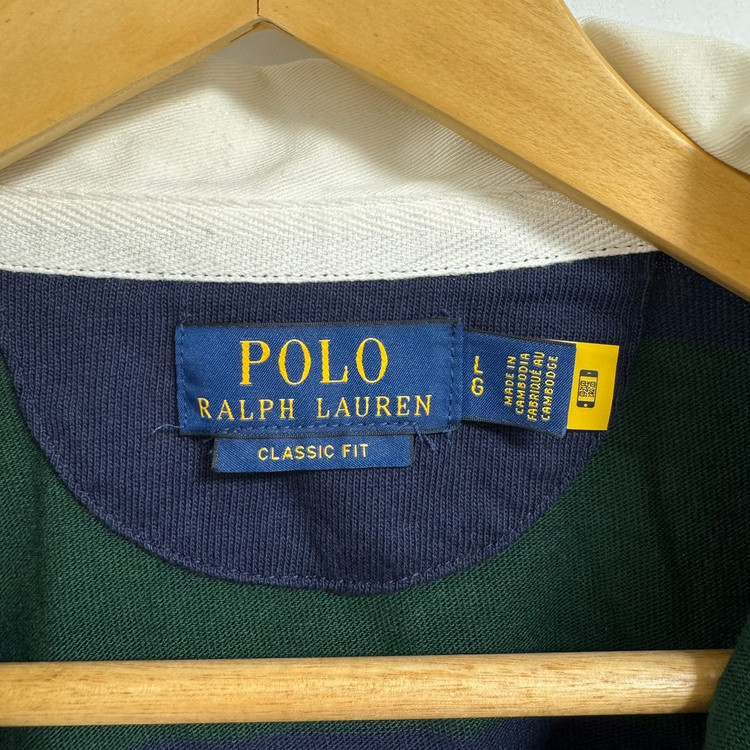 폴로 랄프로렌 클래식핏 스트라이프 저지 럭비 셔츠 네이비 L 사이즈 새상태 팝니다. Polo 긴팔 카라티 이미지