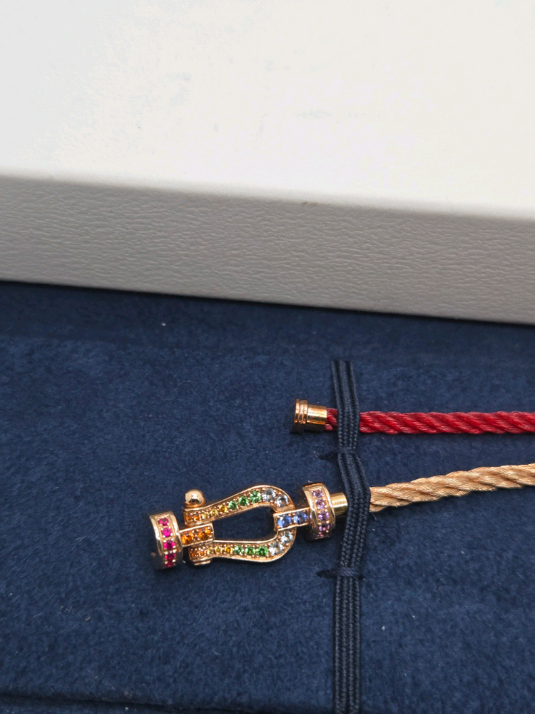 프레드포스텐팔찌 미디엄핑크골드풀파베16센치골드케이블 정품 감정서--1