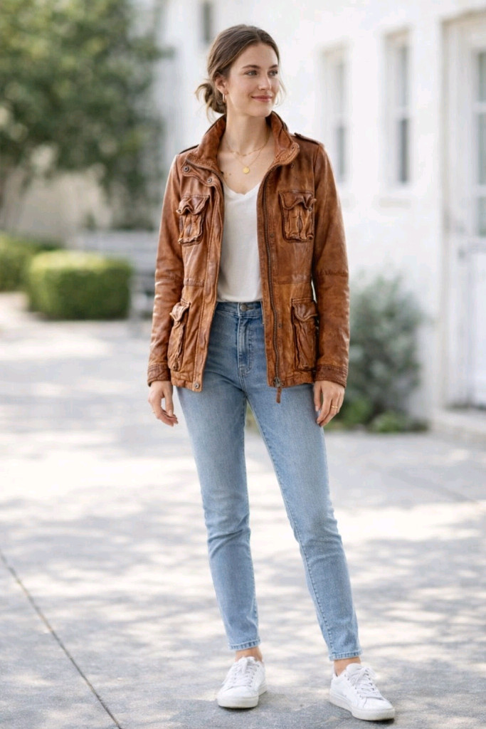 리얼 양가죽 브라운 자켓 55 | 봄 간절기 가죽 아우터 이미지