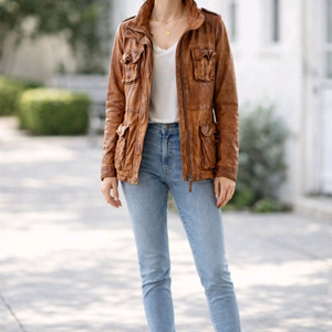 리얼 양가죽 브라운 자켓 55 | 봄 간절기 가죽 아우터 이미지